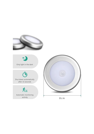 Geeksen 6'lı Paket Akıllı İnsan Algılama Lamba 6 Led Ev Yolu Dolap Tuvalet Işığı Otomatik Aç-kapa Beyaz Işık Diğer