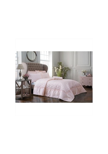 Taç Caroline Çift Kişilik Yatak Örtüsü Pudra