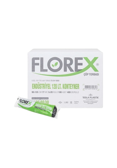 Florex Endüstriyel Konteyner Çöp Torbası 20 Adet Siyah 90 x 125 CM 120 L
