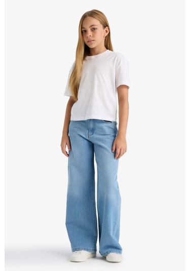 Defacto Kız Çocuk Wide Leg Geniş Paça Jean Pantolon E5881a825aunm39 Mavi
