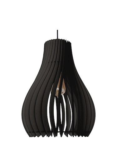 Vialux Modern Ahşap Bohem Rustik Avize Tekli Sarkıt Lamba Siyah Siyah