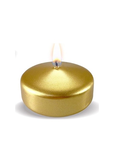 12 Adet Altın Rengi Suda Yüzen Mum Çap : 5 Cm Altın