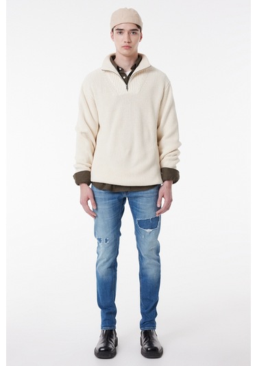 Lee Slim Fit Dar Kesim Normal Bel Taşlamalı Mavi Esnek Luke Jean Denim Kot Pantolon L71911858 Gri Melanj