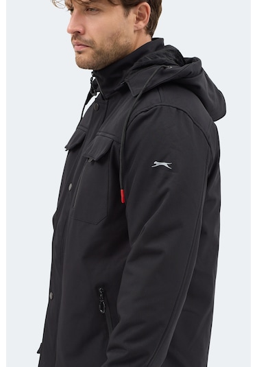 Slazenger Gleam Erkek Kapüşonlu Siyah Mont & Kaban Siyah