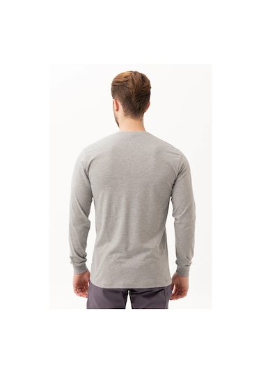 Gaura V Yaka Uzun Kollu T-shirt Gri Melanj