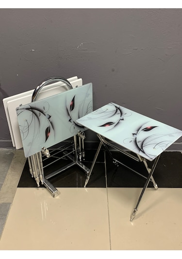 Camlı Çanta Sehpa, Sehpa, Zigon, 4lü Zigon, Çanta Sehpa-nilüfer