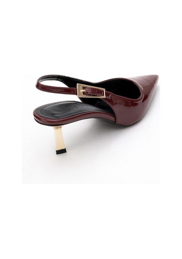 Arty Bordo Rugan Sivri Burun Arkası Açık Kadın İnce Topuklu Ayakkabı Bordo
