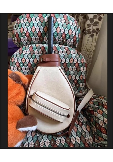 Suntek Tenis Çantası Omuz Kadın Erkek Açık Beyaz-kahverengi