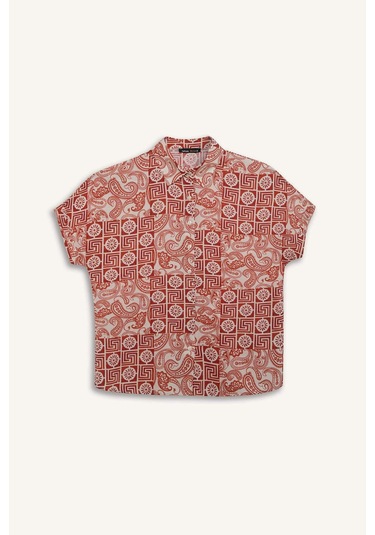 DeFacto Regular Fit Desenli Kısa Kollu Gömlek C9621AX25SPOG269