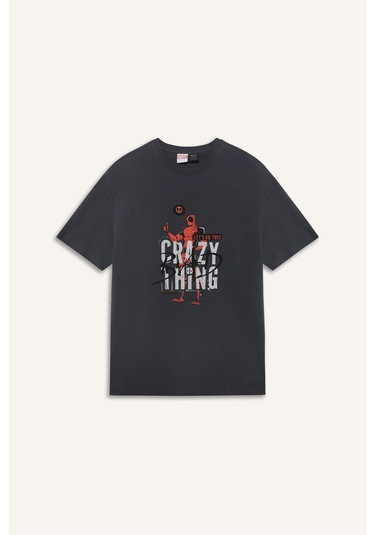 DeFacto %100 Pamuk Deadpool Regular Fit Bisiklet Yaka Kısa Kollu Tişört E3263AX25SMAR104