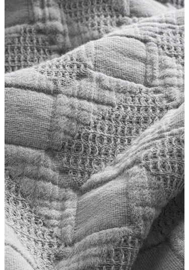 Ecocotton Tanya Gri %100 Organik Pamuk Çift Kişilik Pike Yatak Örtüsü Takımı Gri