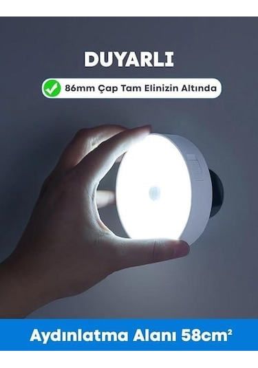 Wellhise L02 Usb Şarjlı Mıknatıslı Hareket Sensörlü Gece Lambası Dolap İçi Aydınlatma Lambası Beyaz
