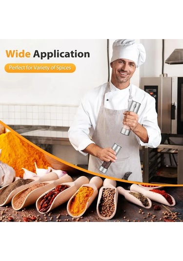 Elektrikli Tuz Ve Karabiber Öğütme Seti, Usb Şarj Edilebilir, Natürel