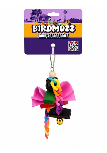 Birdmozz Premium Renkli Zincirli Fiyonklu Kuş Oyuncağı