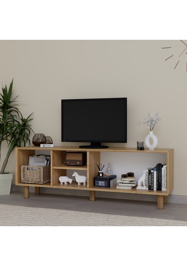 Bohem Serisi Natura Ceviz-meşe Pvc Hasır Desen Tv Ünitesi Safir Meşe