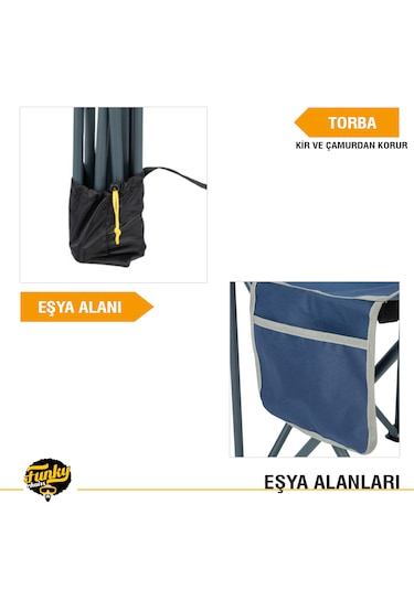 FUNKY CHAIRS Camper Katlanabilir Kamp Piknik Sandalyesi - Lacivert