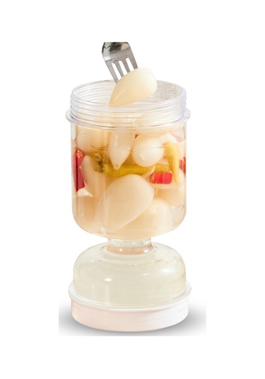 Yuntech01 Beyaz Plastik 800ml Mutfak Tuzluk Kavanozu, İki Kullanımlı Islak-kuru Ayırıcı, Görünür Kapaklı, Katlanabilir Çatalı, Lezzetli Taze Tuzluklar İçin Beyaz