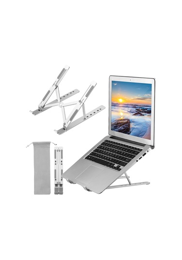Kosona Alüminyum Folding Laptop Stand: 6 Seviye Yükseklik Ayarlı, Soğutma Özelliği, 10-15.6 İnç Cihazlar İçin Taşınabilir Destek