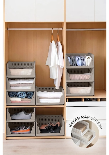 3'lü Kayar Raf Sistemi Dolap İçi Düzenleyici Çekmece Ve Çok Amaçlı Organizer Kahverengi