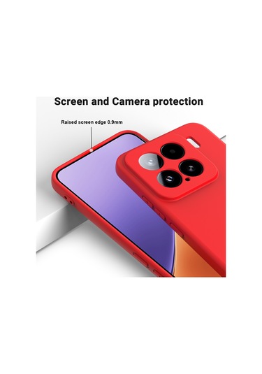 Xiaomi 15 İçin Düz Renk Sıvı Silikon Damlamaz Tam Kapsama Telefon Kılıfı Kırmızı