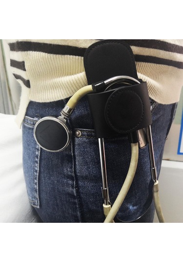 Suntek Stetoskop Tutucu Kalça Klipsleri Evrensel Taşınabilir Siyah