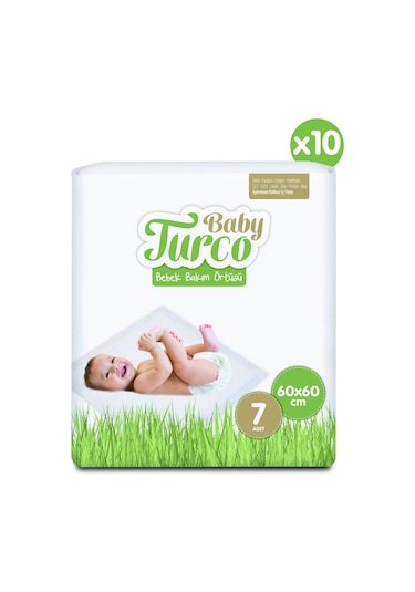 Baby Turco Bebek Bakım Örtüsü 60x60 Cm 7x10 70 Adet
