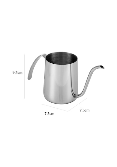 Xiyyadms 350ml Gümüş Renkli 304 Paslanmaz Çelik Kahve Çay Dolu, Hassas Su Akışı Kontrolü, Ergonomik Kollü, Temizliği Kolay Gümüş