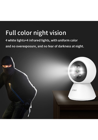 Vkemall Beyaz Ev Kamera 1080p 5mp - İki Yönlü Konuşma, 355 Dönebilen, Ir Gece Görüşü, Hareket Algılama, 256gb Tf Kart Desteği