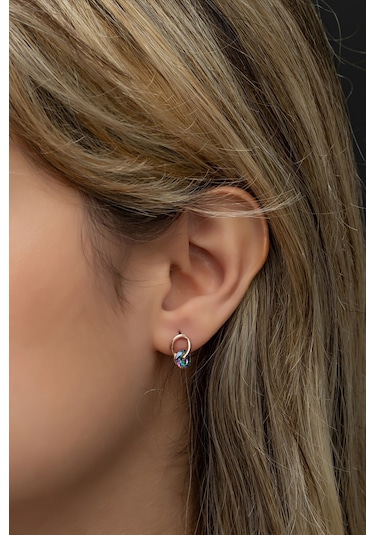 Nereze 925 Ayar Gümüş Minik Mistik Topaz Tektaş Küpe