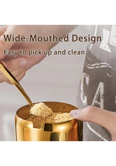 Cordial Altın Şekerlik: Paslanmaz Çelik Cam Kapaklı Ve Kaşıklı, Kahve Bar Ve Mutfak İçin Çok Amaçlı Dayanıklı Ürün Altın