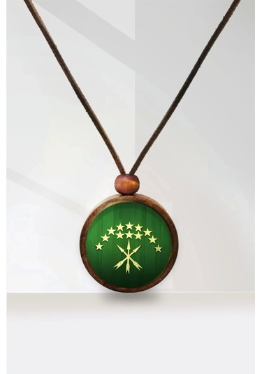 Çerkes Bayrağı Ahşap Kolye Çok renkli