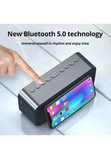 Zilinn Bluetooth'lu Led Dijital Çalar Saat, Hoparlör Ayna Yatak Odası Ofis Dekoru Masa Ekranı Sıcaklık Fm Radyo Siyah-91 Çok Renki