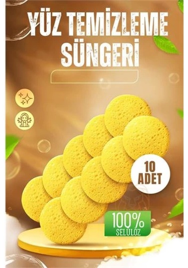 Makyaj Temizlik Pedi Cilt Temizlik Süngeri Doğal Selülöz 10 Adet Çok Renkli