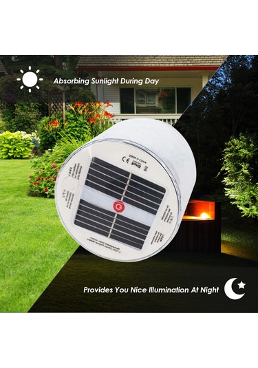 Lemestar Güneş Enerjili Şişirilebilir Led Feneri, 3 Mod Işık Zayıf/güçlü/sos , 600mah Batarya, Ip44 Su Geçirmez, Transparent, Kamp Ve户外活动ıçin Beyaz