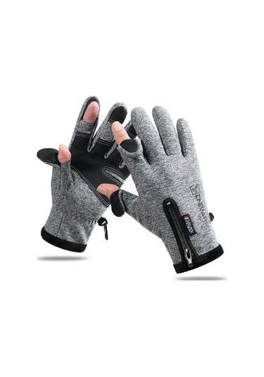 Fortunelane Kışlık Islak Suya Dirençli, Dokunmatik Ekran Uyumlu, Silikon Anti Kayma Eldiven - Gri Xl 1 Çift