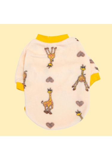 Züzü Polar Sweat Zürafa Desenli Kedi Köpek Sweati Kedi Köpek Kıyafeti Köpek Poları Sıcak Tutan Sweat