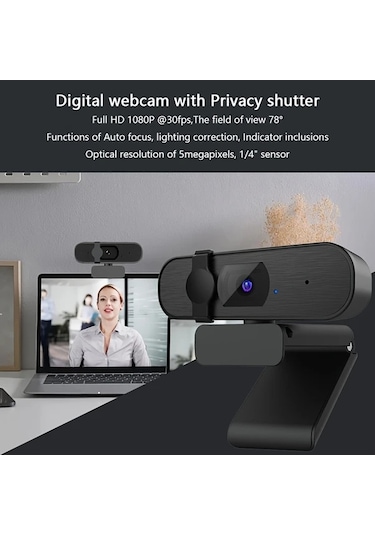 Chuangyinshop Black 1920p Yüksek Çözünürlük Harici Web Kamerası Ev Kullanımı İçin Canlı Yayın Toplantılar Mikrofonlu