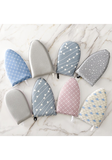 Mufunye Ev İçin Mini El Tipi Ütü Tahtası, Isı Dayanıklı Sponge, Ufak Boy, İğne Ucu Mavi Desenli Ütü Matı