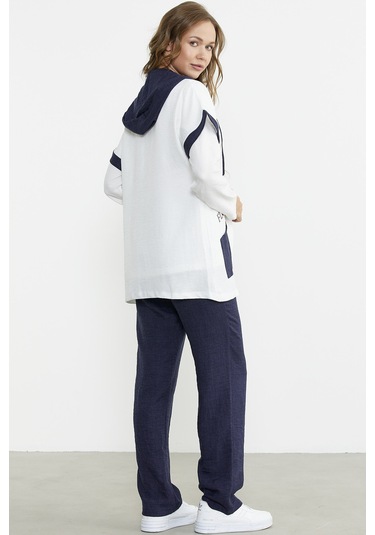 Keten Görünümlü Rahat Kalıp Üçlü Takım - Lacivert Lacivert