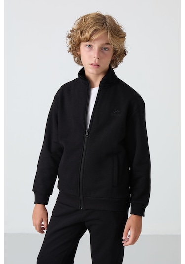 Tommy Life Siyah Pamuklu Kalın İçi Tüylü Yumuşak Dokulu Standart Fit Nakışlı Erkek Çocuk Eşofman Takım - 11256 Siyah