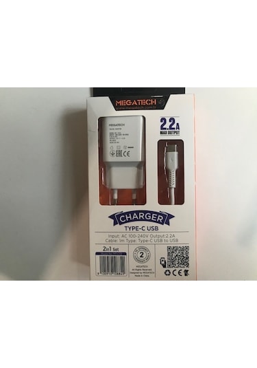 Megatech Mt-CT2 2.2a 2ın1 Typc-e Ev Şarj+Type-c Kablo Hızlı Şarj