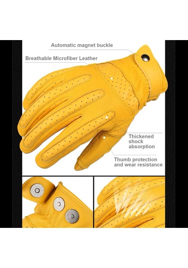 Ranyeek Xl Sarı Motorcu Kollukları - Dokunmatik Ekranlı, Güneş Engellli, Spreyli Koruma, Soluklu Deri Eldivenler