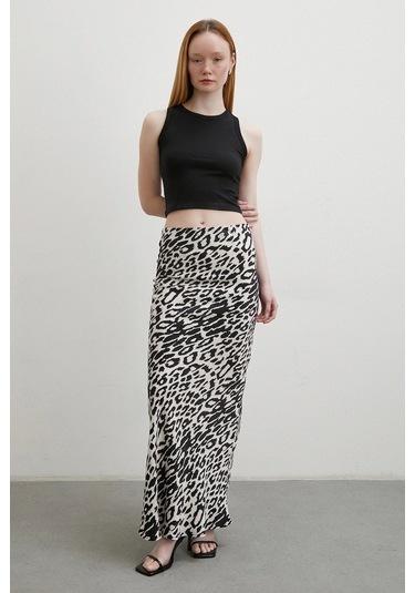 Desenli Maxi Verev Etek Ekru Ekru