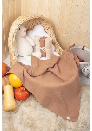 Kahverengi Ekru Bej Renkli Pamuk 3lü Çok Amaçlı Çok Renkli