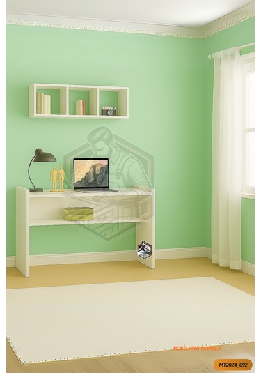 Tamamı Mdf Duvar Raflı Çalışma Odası Seti