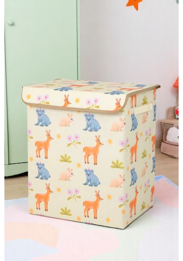 İronika Animals Dolap İçi Organizer Oyuncak Kutusu Eşya Çamaşır Saklama Sepeti Düzenleyici Kutu 2li Set Sarı