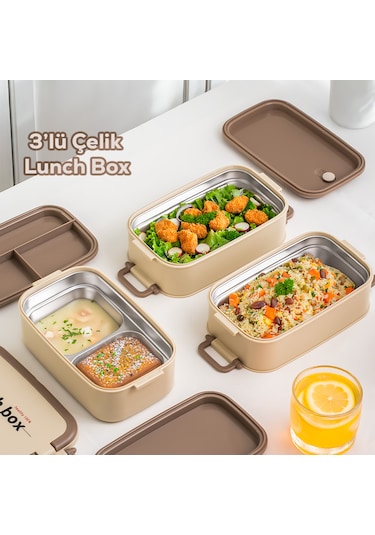 Porsima 1612 3 Katlı 4 Bölmeli Yemek Termosu Luncbox Sefer Tası