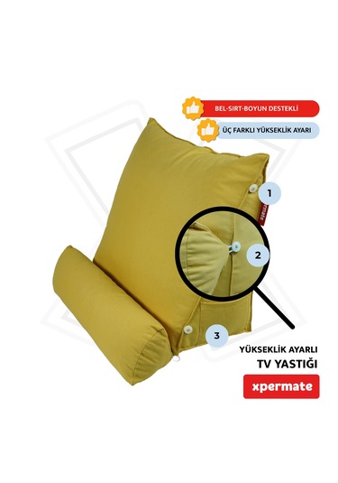Xpermate Yükseklik Ayarlı Tv Yastığı Bel Destek Yastığı Koyusarı