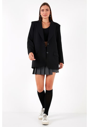 Lela Relaxed Fit Mono Yaka Cepli Blazer Bayan Ceket 611Bc00132 Siyah