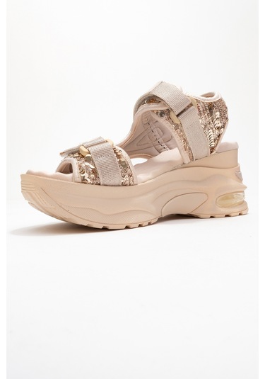 Arthur Bej -altın Payet Bantlı Kalın Taban Kadın Spor Sandalet Bej - Altın